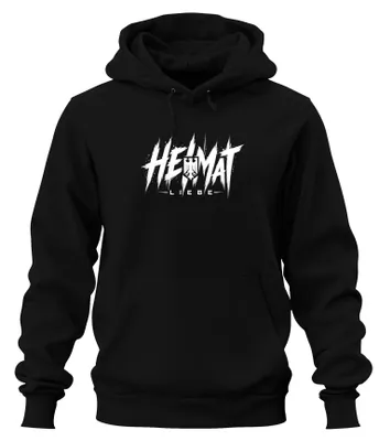 Immagine prodotto di Heimat, Liebe, Deutschland, Bundesadler, dichiarazione, sarcasmo, felpa con cappuccio, nero, taglia M