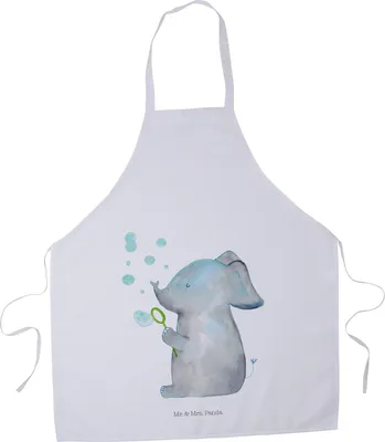 Produktbild von Mr. & Mrs. Panda Kochschürze Elefant Seifenblasen - Weiß - Geschenk, Liebesspruch, Schürze, Küchenzubehör, Lustige Sprüche, Liebe, Latzschürze, Elefanten, Koch, Heimat