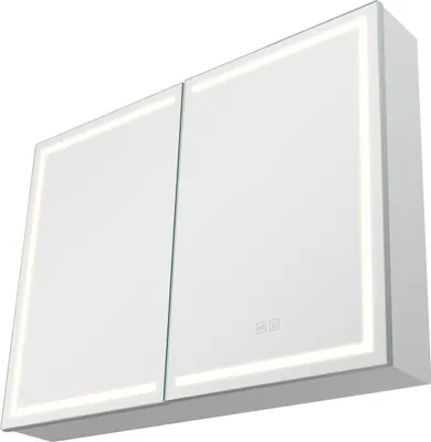 Image de SucceBuy Armoire à pharmacie éclairée avec miroir HD, 3 couleurs de lumière, 60x80 cm, montage mural