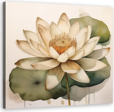 Produktbild von Leinwandbild Blumen Blätter Botanik 60x60 Feeby Beige bild für die wand bereit zum aufhängen