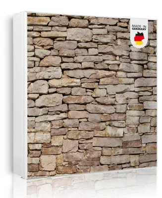 Produktbild von banjado Schlüsselkasten aus Metall, 30x30cm groß mit 32 Haken, als Magnettafel nutzbar, Korpus weiß, Anschlag rechts, Stadtmauer [SKGW1 10428]