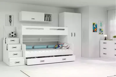 Produktbild von Kinderhochbett mit Stauraum und Matratzen 80x200 IDA 3 – Weiß