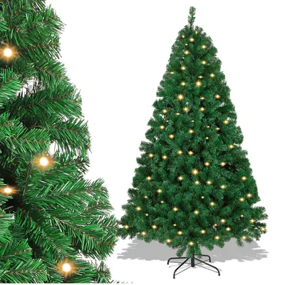 Obrázok produktu pre Jopassy LED 150CM umelý vianočný stromček Vianočný stromček zelený PVC ihly dekoratívny stromček pre vianočnú výzdobu s rozprávkovými svetlami, s 550 tipmi