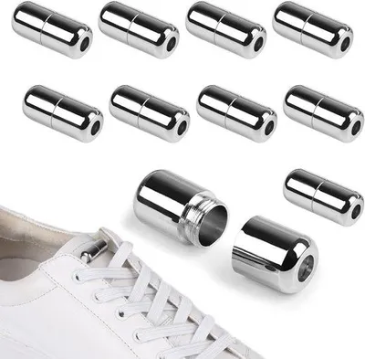 Obrázok produktu pre Elastická sada šnúrok, 10 ks, strieborné kovové koncovky, rýchlošnurovacie