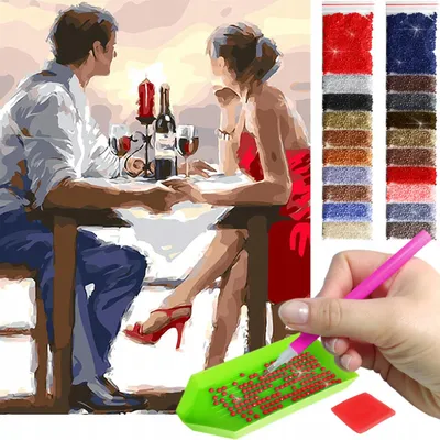Produktbild von ARTULIO Diamond Painting Set - Romantisches Abendessen - 30x40 cm - 5D Diamant Painting Bilder DIY, Diamond Painting Erwachsene