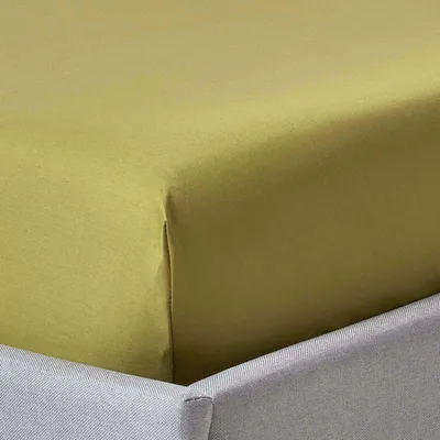 Obrázek produktu pro HOMESCAPES prostěradlo 90x190 cm olivově zelené saténové prostěradlo 100% egyptská bavlna s elastickou hustotou vláken 1000