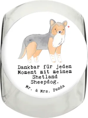 Produktbild von Mr. & Mrs. Panda Bonbonglas Shetland Sheepdog Moment L 870ml - Weiß - Geschenk, Keksdose, Vorratsbehälter, Vorratsglas, aufbewahrungsglas, Sheltie, glasbehälter, Dose