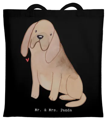 Produktbild von Mr. & Mrs. Panda Beutel Bloodhound Moment - Schwarz - Geschenk, Tote Bag, Chien De Saint Hubert, Laptoptasche, Shopping Tasche, Jutebeutel, St. Hubertushund, Bluthund