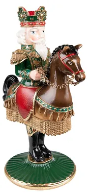 Produktbild von Clayre & Eef Kerzenständer Nussknacker 33 cm Grün Braun Kunststoff