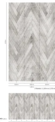 Produktbild von NEWROOM Tapete Grau Vliestapete Holz - Wandbild Rustikal Fischgrätenmuster Zickzack Tapete Grafisch Holztapete