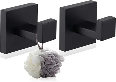 Imagen del producto de Ganchos para toallas de acero inoxidable, 2 unidades, autoadhesivos, para baño y ducha