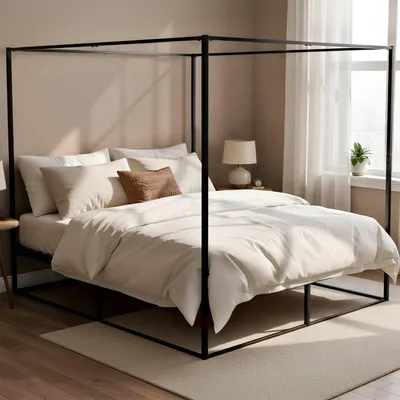 Produktbild von CLP Himmelbett Batoni Rahmen und Lattenrost aus Metall Größe 200 x 200 cm