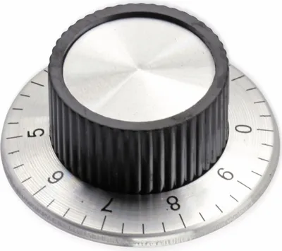 Produktbild von Aluminium-Drehknopf mit Skala 0...9, 38x15 mm, silber/schwarz