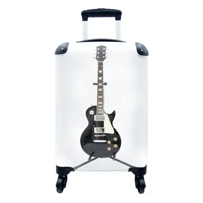 Produktbild von MuchoWow® Koffer Handgepäck Trolley Rollkoffer Kleine Reisekoffer mit 4 Rollen - Eine schwarze E-Gitarre - Cabin Size < 55x40x23 cm & 55x40x20 cm - Fotokoffer - Kabinenkoffer - Boardgepäck - Reise-Box - Reisekoffer - Reisegepäck - Koffer mit Bild - Trolley für Kinder