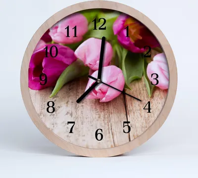 Produktbild von Holzuhr 30fi cm wanduhr - Tulpen Blumen