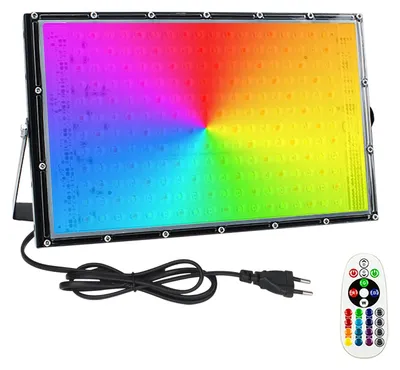 RGB-Außenstrahler 150 W, IP65, mit Fernbedienung, bunt