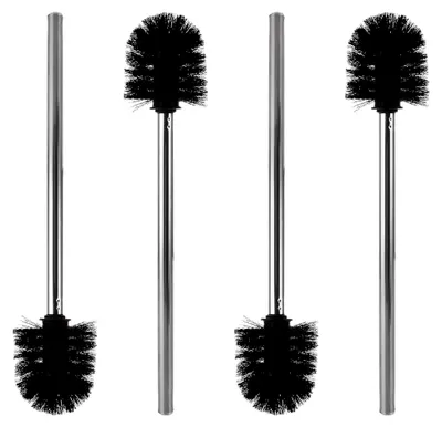 Produktbild von 4 WC-Bürsten mit Edelstahlgriff, 8,5 cm Durchmesser, schwarze Toilettenbürste für Badezimmer und Toilette