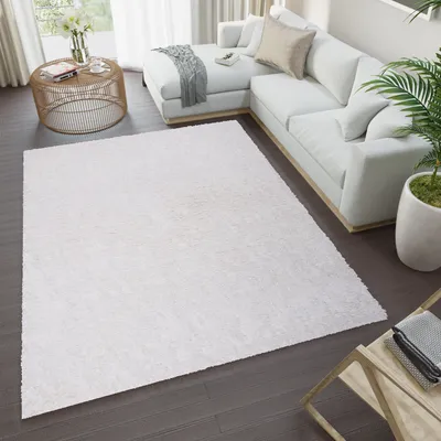 Immagine prodotto di Tappeto shaggy soggiorno camera da letto moderno monocolore design a pelo lungo bianco morbido ÖKOTEX 180 x 260 cm