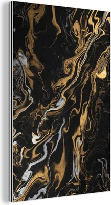 Produktbild von MuchoWow Wanddekoration Metall Metallbild Wandkunst 100x150 cm Marmor - Silber - Gold - Abstrakt MuchoWow Aluminium Gemälde - Bild