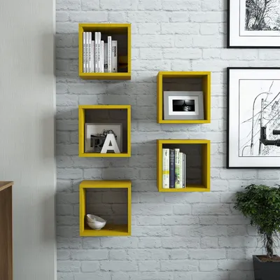 Produktbild von Skye Decor, Box - Yellow, Wandregale, Gelb, Melamin-Spanplatte, 30 x 24 x 30 cm