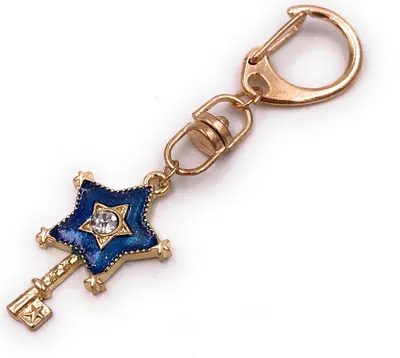 Immagine prodotto di Onwomania anello chiave apriporta stella strass blu oro ciondolo portachiavi