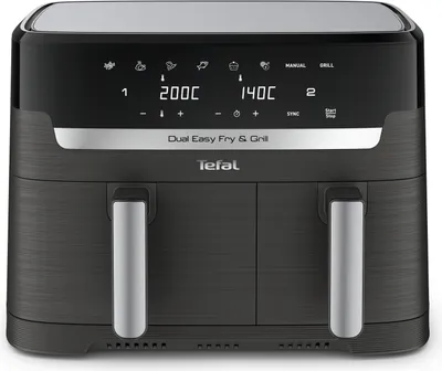 Produktbild von Doppel-Heißluftfritteuse Dual Easy Fry & Grill (schwarz, 2.700 Watt, 2 Körbe 5,2 Liter + 3,1 Liter)