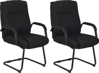 Produktbild von CLP 2er Set Freischwinger Attila Stoff mit Metallgestell schwarz/schwarz