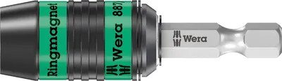 A close-up studio shot of a Wera 887/4 RR SB Rapidaptor Universal Holder with Ringmagnet.