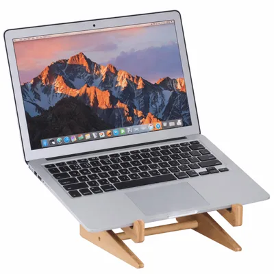 Immagine prodotto di Supporto per laptop Relaxdays, per schermi da 10–15 pollici, rialzo e supporto, scrivania, ufficio in casa, supporto per laptop, bambù, naturale