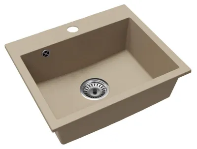 Zdjęcie produktu dla Kondela Granitowy zlew kuchenny z syfonem Siven 55 58x49 cm - beżowy