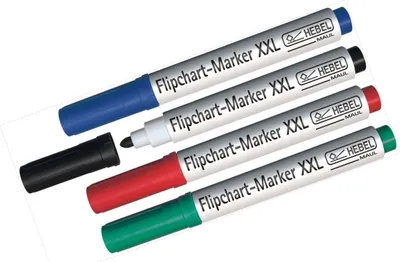 Produktbild von MAUL Flipchartmarker Rundspitze 2,5-3,0 mm 4 Stück rot grün blau schwarz