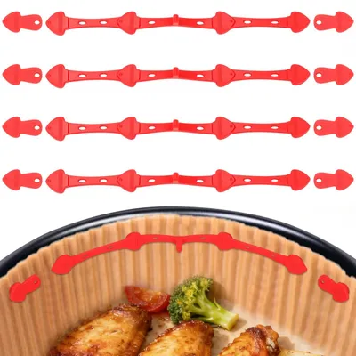 Produktbild von VINATO 12 Stück Silikon Magnete für Airfryer Backpapier, Airfryer Magnete für Backpapier, Heißluftfritteuse Magnetische Befestigungsschnalle zum Kochen und Backen in Heißluftfritteuse (Rot)