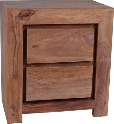 Produktbild von MiaMöbel Nachttisch Maharaja 55x60x35 cm Modern Massivholz Teak Dunkelbraun