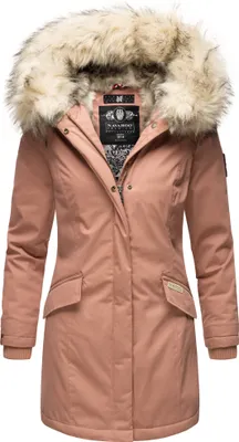 Produktbild von Navahoo Premium Damen Winterjacke Parka Mantel Jacke Kunstfell Gefüttert Kapuze Cristal Terracotta Gr. 38 - XS