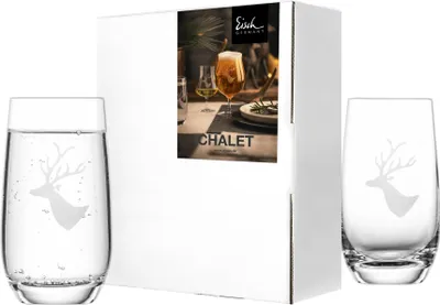 Immagine prodotto di Eisch Becher 2er Set Chalet, Trinkglas, Wasserglas, Kristallglas, Hirschmotiv, 350 ml, 77155091