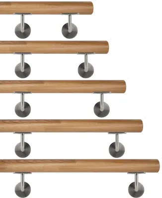 Produktbild von TIBU Eiche keilgezinkt Holz Handlauf Geländer 0,3m - 6m, Länge 160 cm und 2 Edelstahl Halter