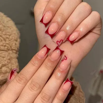 Image de 24 pièces Carré ongles Cœur Rouge foncé French Press on Nails Kitchenaid Stand Mixer