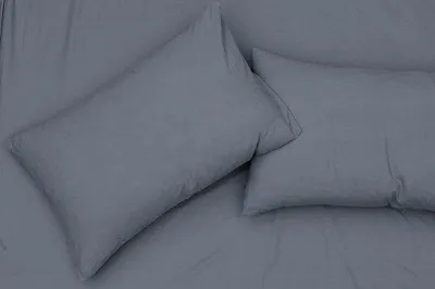 Productafbeelding van Famanu kussensloopset - 100% katoen, met drukknopsluiting, in de kleur slategrijs