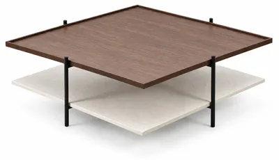 Immagine prodotto di Tavolino quadrato in legno, color marrone, per il soggiorno