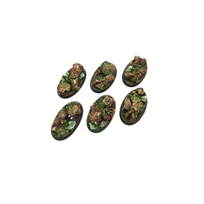 Produktbild von 4er Set Ovale 60mm Bases mit detaillierter Waldoptik für Tabletop-Miniaturen
