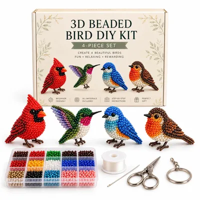 Immagine prodotto di Set da 4 per creare animali con perline – ANIBEAD, tema: uccelli da giardino