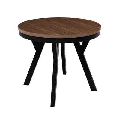 Produktbild von Ausziehbarer runder Esstisch DAX 90/190 Wohnzimmer Esszimmer Abdeckleiste Walnuss
