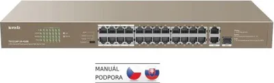 Obrázek produktu pro Tenda TEF1126P-24-410W, Nespravované, Fast Ethernet (10/100), Podpora napájení po Ethernetu (PoE), Instalace do racku