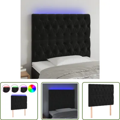 Produktbild von The Living Store LED Kopfteil Schwarz 90x7x118/128 cm Samt