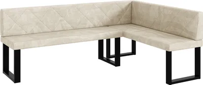 Produktbild von MEBLINI Eckbank für Esszimmer - Küchenbank - Essecke - Sitzecke Küche - ERIC - U-Beine 142x196x87cm Rechts - Creme Samt