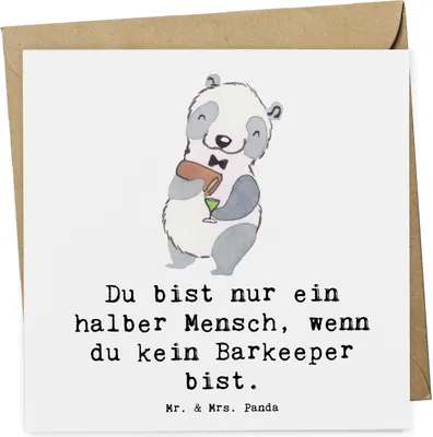 Produktbild von Mr. & Mrs. Panda Grußkarte Barkeeper Herz - Weiß - Geschenk, Klappkarte, Ausbildung, doppelkarte, faltkarte, Kurs, anlasskarte, Glückwunschkarte