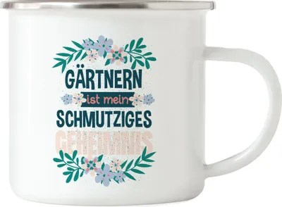 Produktbild von Gärtnern Ist Mein Dreckiges Geheimnis Emaille Tasse Hobby-Gärtner Pflanzen Garten Blumen Geschenkidee