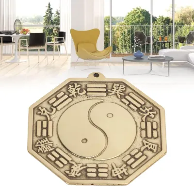 Feng-Shui-Bagua-Spiegel, Messing, doppelseitig, hängend, 7 cm