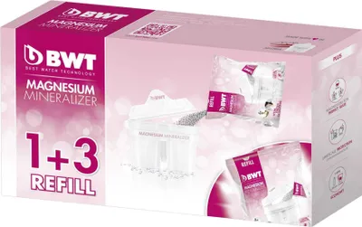 Packaging for BWT Magnesium Mineralizer water filter refills.