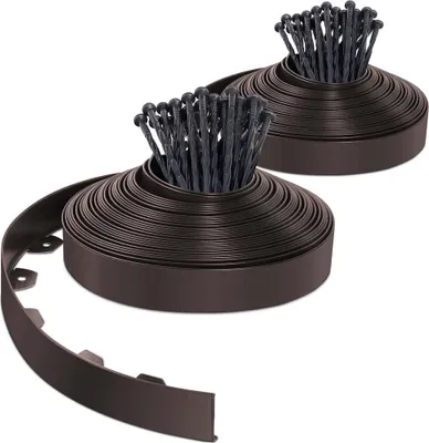 Produktbild von VOUNOT® Flexible Rasenkante Beeteinfassungen Kunststoff, mit 80 Erdanker, Länge 40m Höhe 5cm, Braun